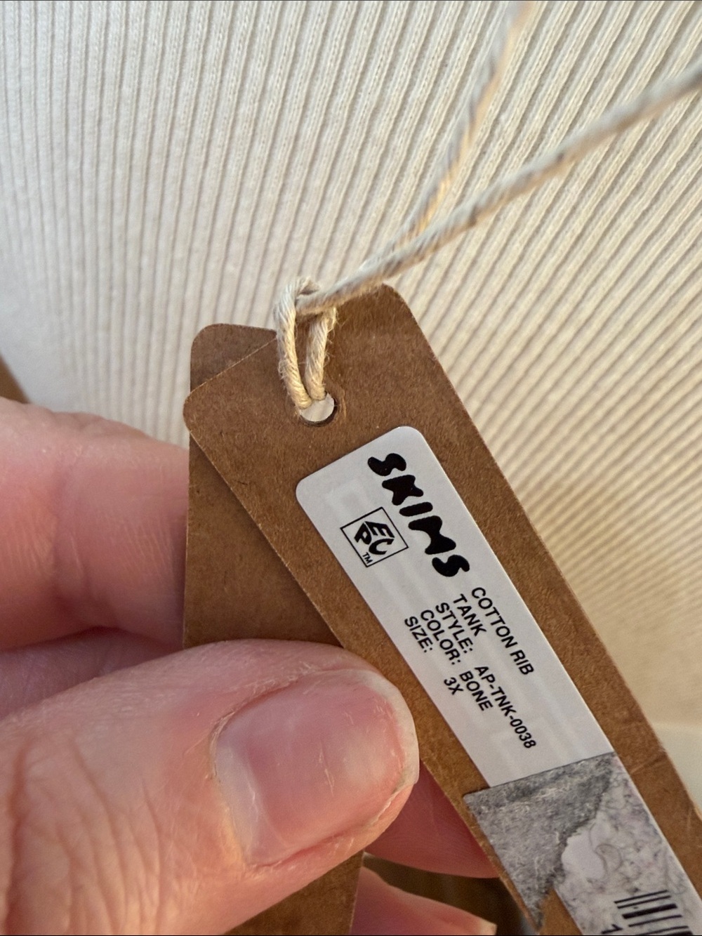 SKIMS Square Scoop Ribbed Tank Top - 3x Cream - Picture 5 of 5
